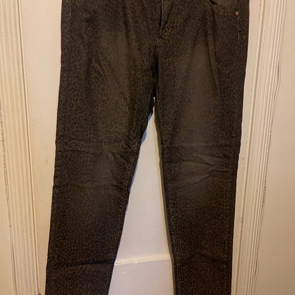 Dark Leopard Print Skinny Jeans